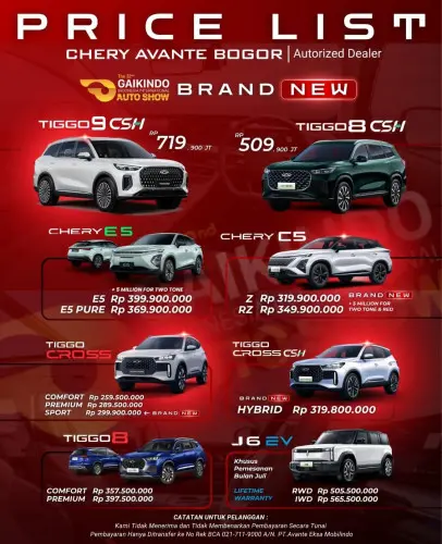 Pricelist Harga Chery rempoa 2025